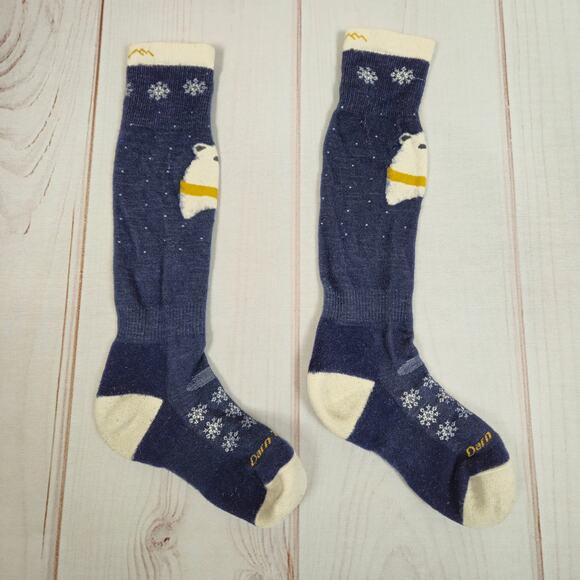 Darn Tough Kids Polar Bear Over-the-Calf Midweight Ski & Snowboard Sock Small - Picture 2 of 7